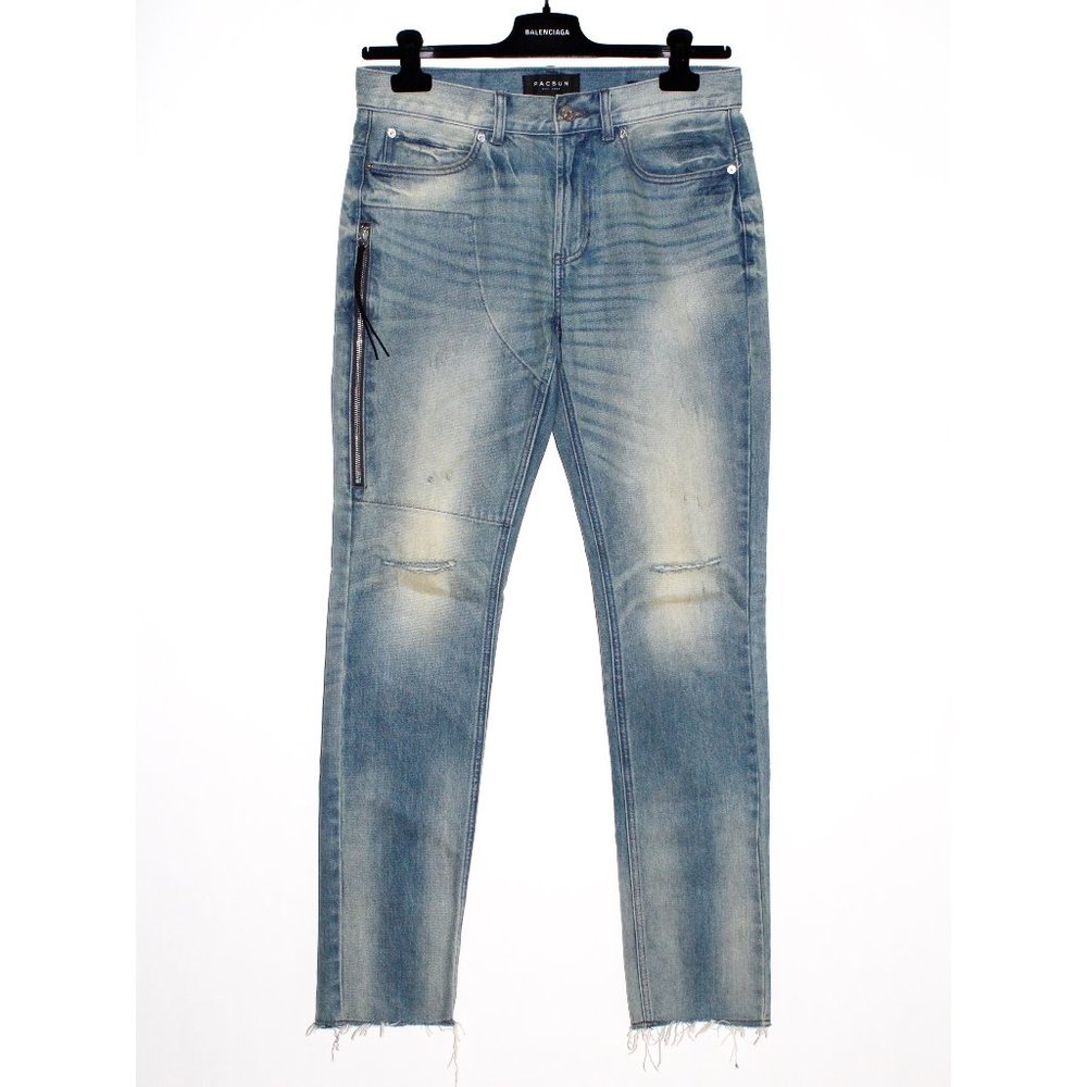 PacSun "Stacked Skinny" Distressed Frayed-Hem Jeans